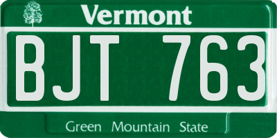 VT license plate BJT763