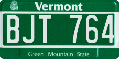 VT license plate BJT764