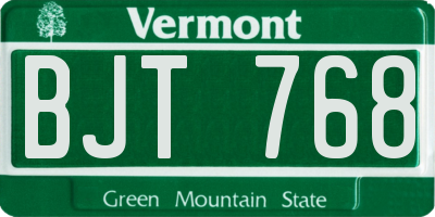 VT license plate BJT768