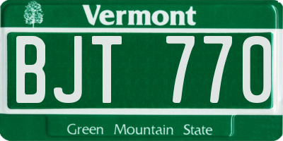VT license plate BJT770