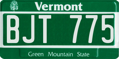 VT license plate BJT775