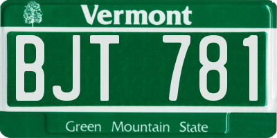 VT license plate BJT781