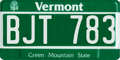 VT license plate BJT783