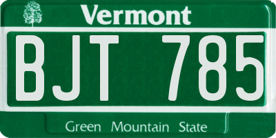 VT license plate BJT785