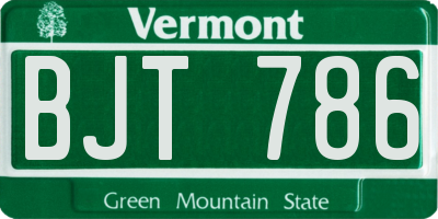 VT license plate BJT786
