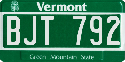 VT license plate BJT792