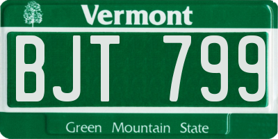 VT license plate BJT799