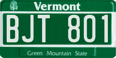 VT license plate BJT801