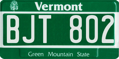 VT license plate BJT802