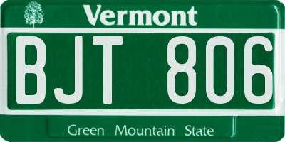 VT license plate BJT806