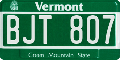 VT license plate BJT807