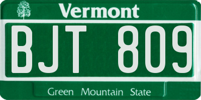 VT license plate BJT809