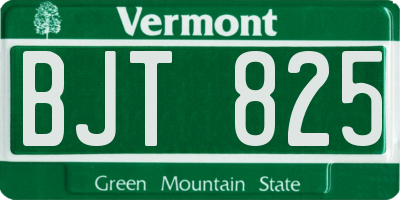 VT license plate BJT825