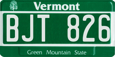 VT license plate BJT826