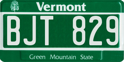 VT license plate BJT829