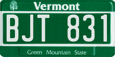 VT license plate BJT831
