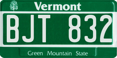 VT license plate BJT832
