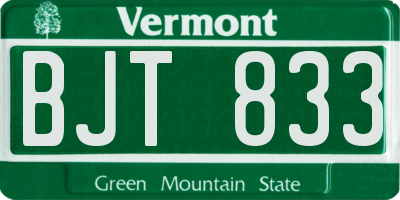 VT license plate BJT833