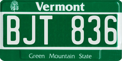 VT license plate BJT836