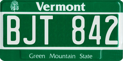 VT license plate BJT842