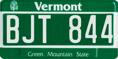 VT license plate BJT844