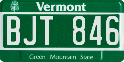 VT license plate BJT846