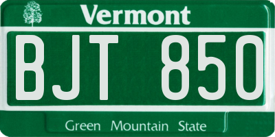 VT license plate BJT850