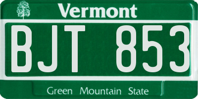 VT license plate BJT853