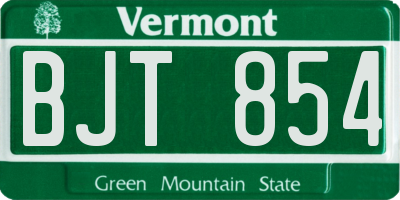 VT license plate BJT854