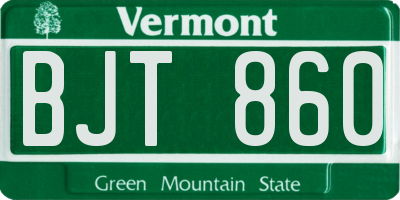 VT license plate BJT860