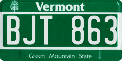 VT license plate BJT863