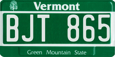 VT license plate BJT865