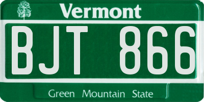 VT license plate BJT866