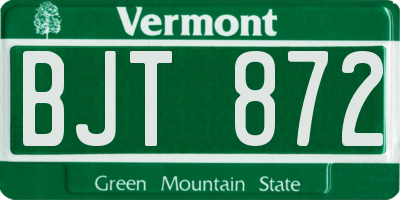 VT license plate BJT872