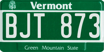 VT license plate BJT873