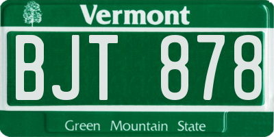 VT license plate BJT878