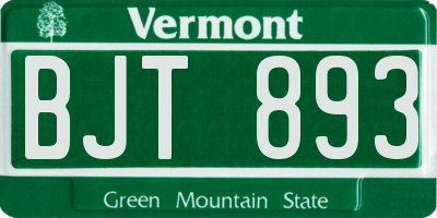 VT license plate BJT893