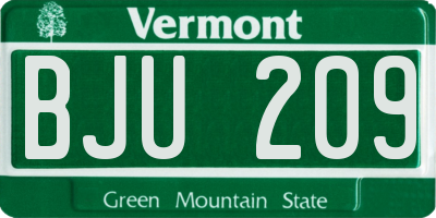 VT license plate BJU209