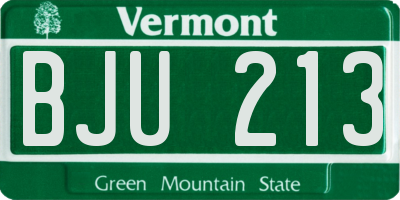 VT license plate BJU213
