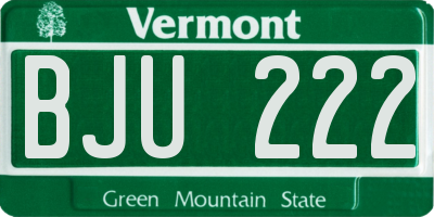 VT license plate BJU222