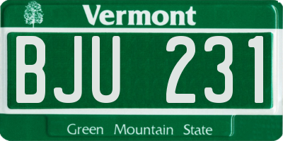 VT license plate BJU231
