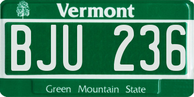VT license plate BJU236