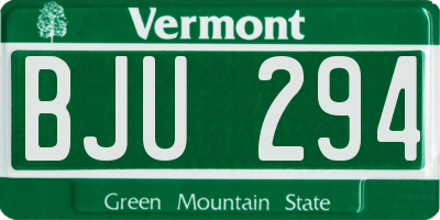 VT license plate BJU294