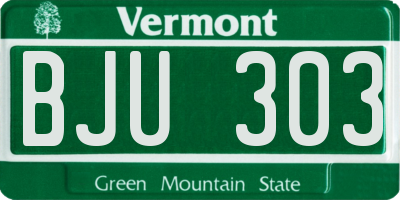 VT license plate BJU303