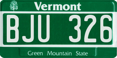 VT license plate BJU326