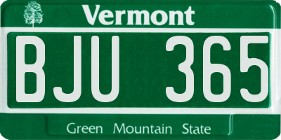 VT license plate BJU365