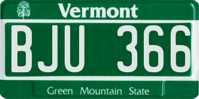 VT license plate BJU366