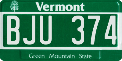 VT license plate BJU374