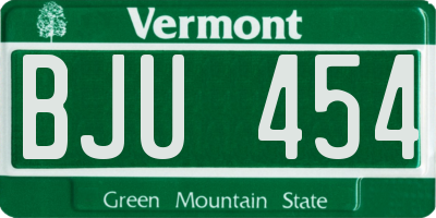 VT license plate BJU454