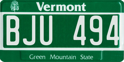 VT license plate BJU494